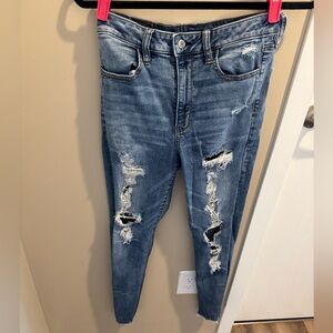 American Eagle Blue Skinny Distressed Jeans